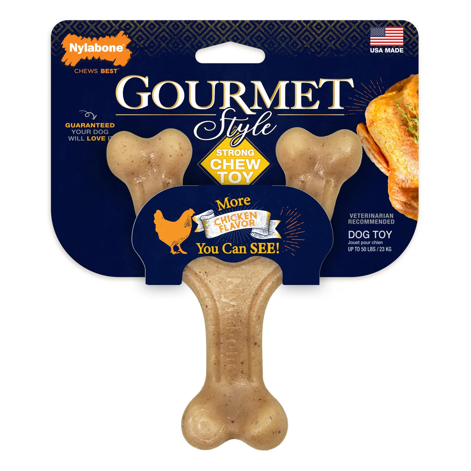 Nylabone Gourmet Style Strong Chew Wishbone Dog Chew Toy Chicken Large/Giant - Up To 50 Lbs. (1 ct)