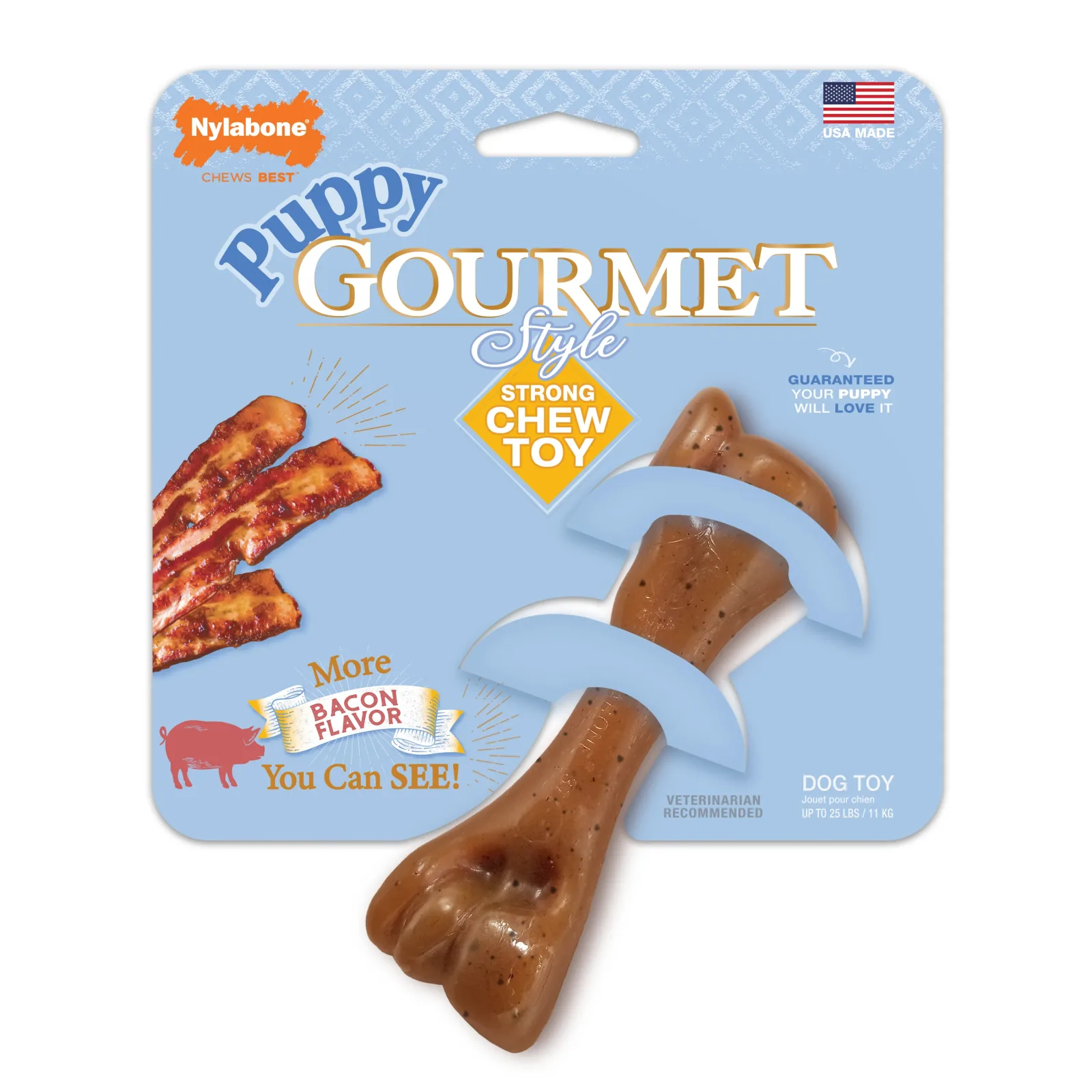 Nylabone Gourmet Style Strong Femur Puppy Chew Toy Bacon Small/Regular - Up To 25 Ibs. (1 ct)