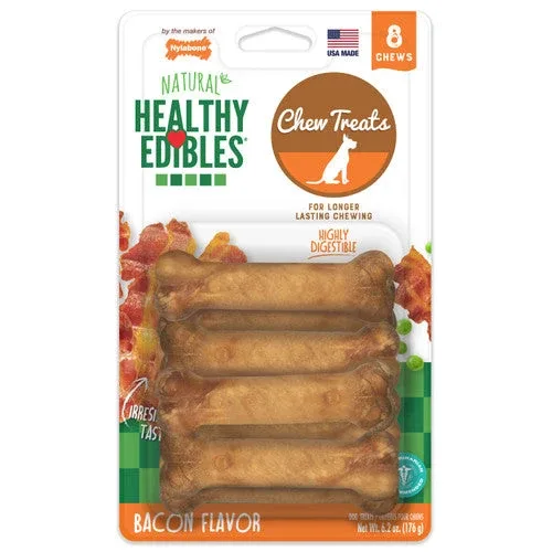 Nylabone Healthy Edibles All-Natural Long Lasting Bacon Flavor Chew Treats 8 Count X-Small/Petite - Image 2