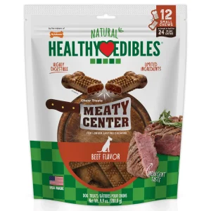 Nylabone Healthy Edibles Meaty Center All-Natural Long Lasting Chew Treats Beef Small - Up To 30 Lbs. (12 ct)
