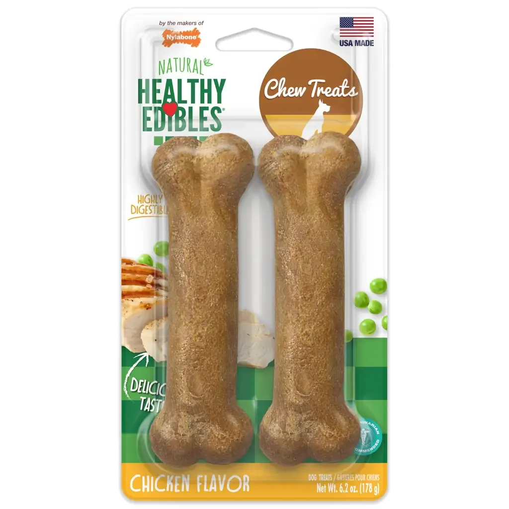 Nylabone Healthy Edibles Natural Dog Chews — Long Lasting Chicken, Beef & Bacon