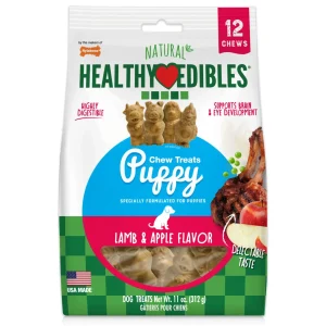 Nylabone Healthy Edibles Puppy Natural Long Lasting Dog Chew Treats Lamb & Apple Small/Regular (12 Count)