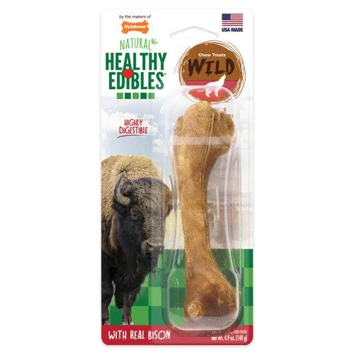 Nylabone Healthy Edibles WILD Natural Long Lasting Bison Flavor Dog Chew Treats Wild Bone Large (Pack of 1) - Image 2
