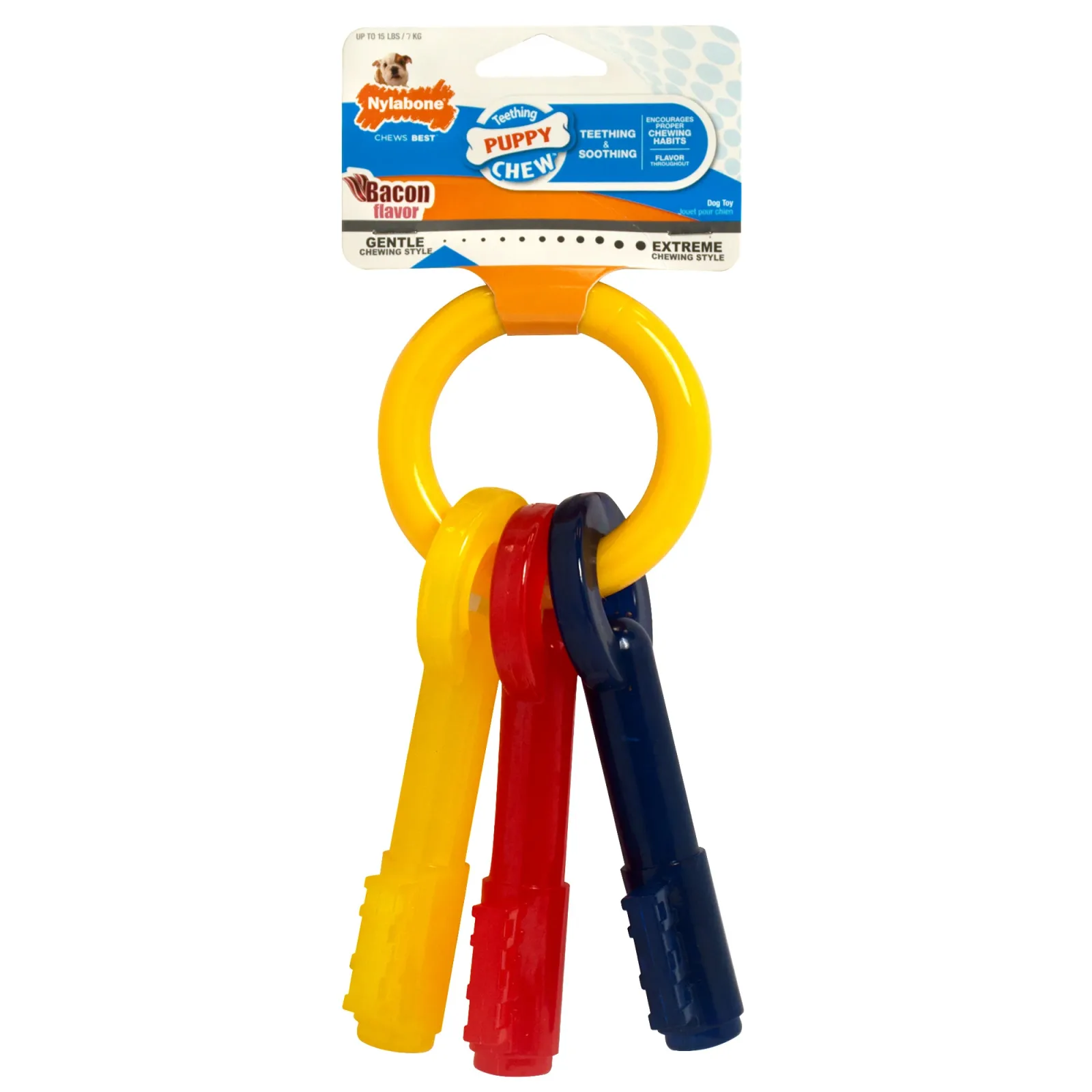 Nylabone Just for Puppies Teething Chew Toy Keys Bacon X-Small up to 15 lbs.