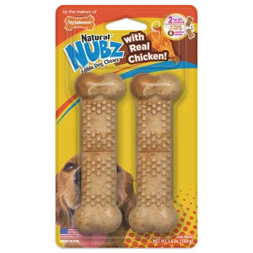 Nylabone Natural Nubz Chicken Dog Treats 2 count Large - 30+ Ibs. - Image 2