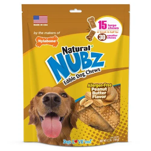 Nylabone Nubz Natural Dog Treats ? Allergen-Free Peanut Butter Flavor 15 Count Large - Image 2