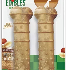 Nylabone Nubz Natural Dog Treats Allergen-Free Peanut Butter Flavor 2 Count Large