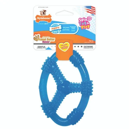 Nylabone Puppy Chew Spin Tug & Play Toy Peanut Butter Blue Medium/Wolf (1 Count) - Image 2