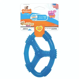 Nylabone Puppy Chew Spin Tug & Play Toy Peanut Butter Blue Medium/Wolf (1 Count)