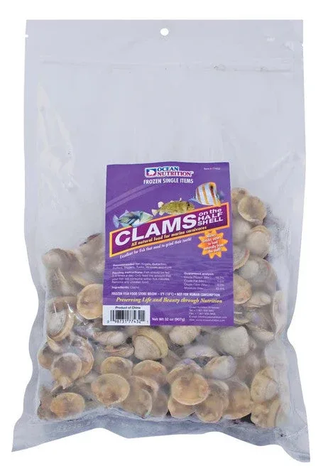 Ocean Nutrition Clams on the Half Shell Frozen Fish Food 32 oz SD-5 (DD) - Image 2
