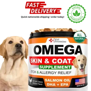 Omega 3 for Dogs – Fish Oil Supplement for Healthy Skin, Coat & Allergy Relief