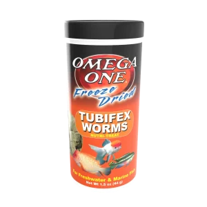 Omega One Freeze Dried Tubifex Worm Fish Food 1.5 oz