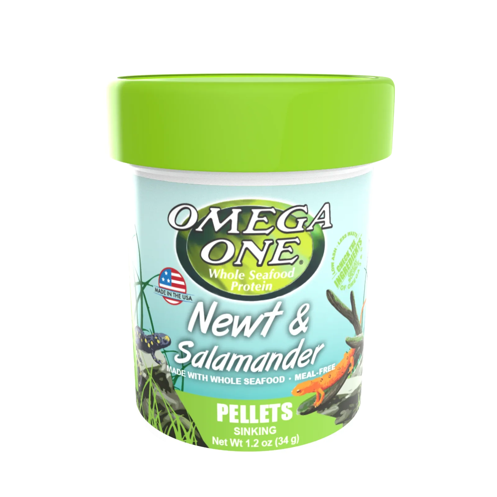 Omega One Newt & Salamander Sinking Pellet Food 1.2 oz