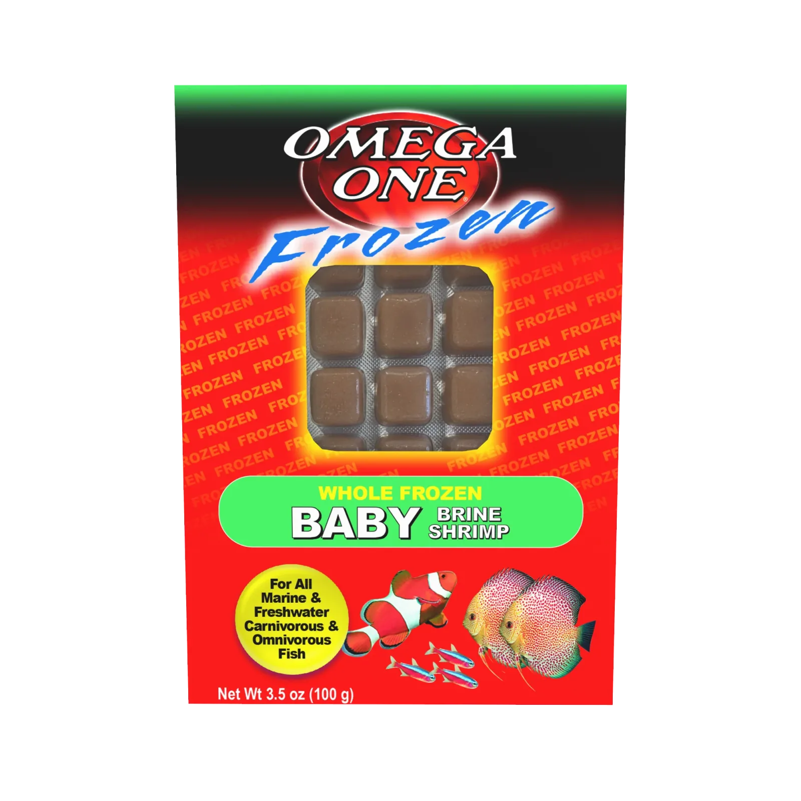 Omega One Whole Frozen Baby Brine Shrimp Cube Pack Fish Food 3.5 oz SD-5