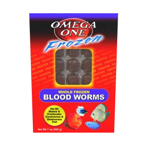 Omega One Whole Frozen Bloodworm Cube Pack Fish Food 7 oz SD-5