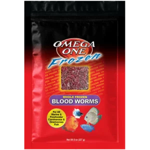 Omega One Whole Frozen Bloodworm Fish Food 8 oz SD-5