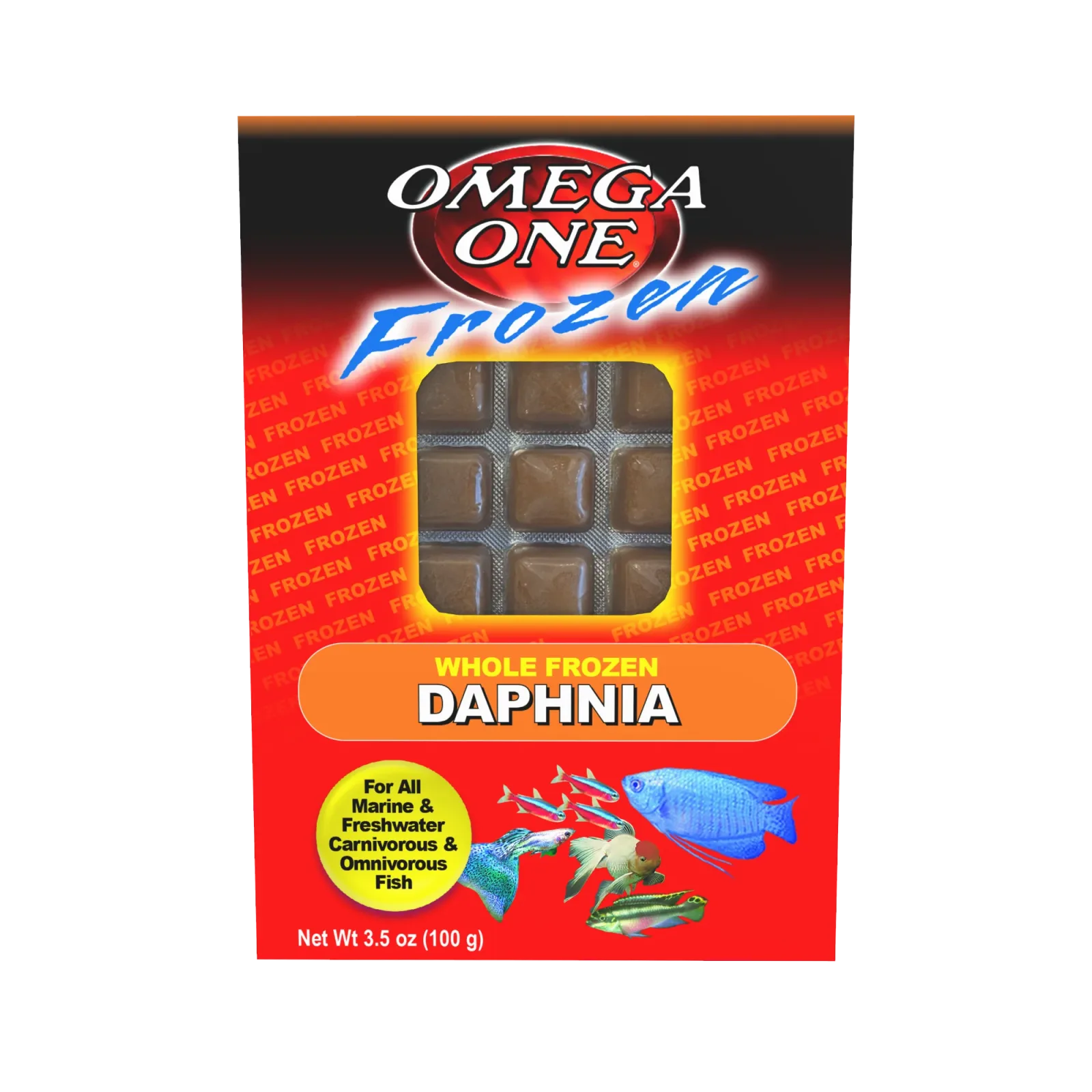 Omega One Whole Frozen Daphnia Cube Pack Fish Food 3.5 oz SD-5