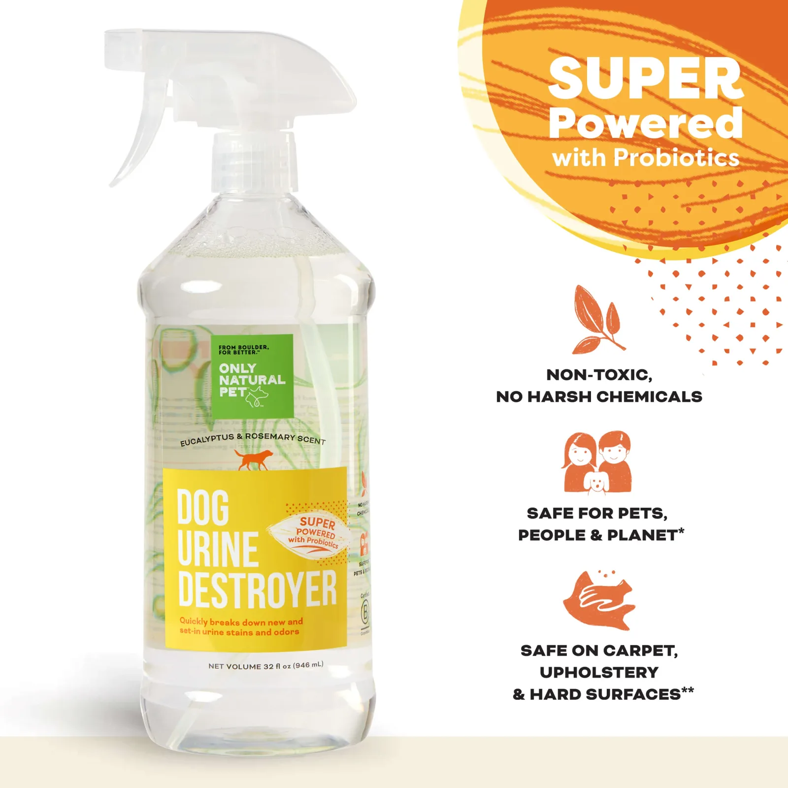 Only Natural Pet Dog Urine Stain & Odor Destroyer Probiotic Spray for Dogs 32 oz - Image 2