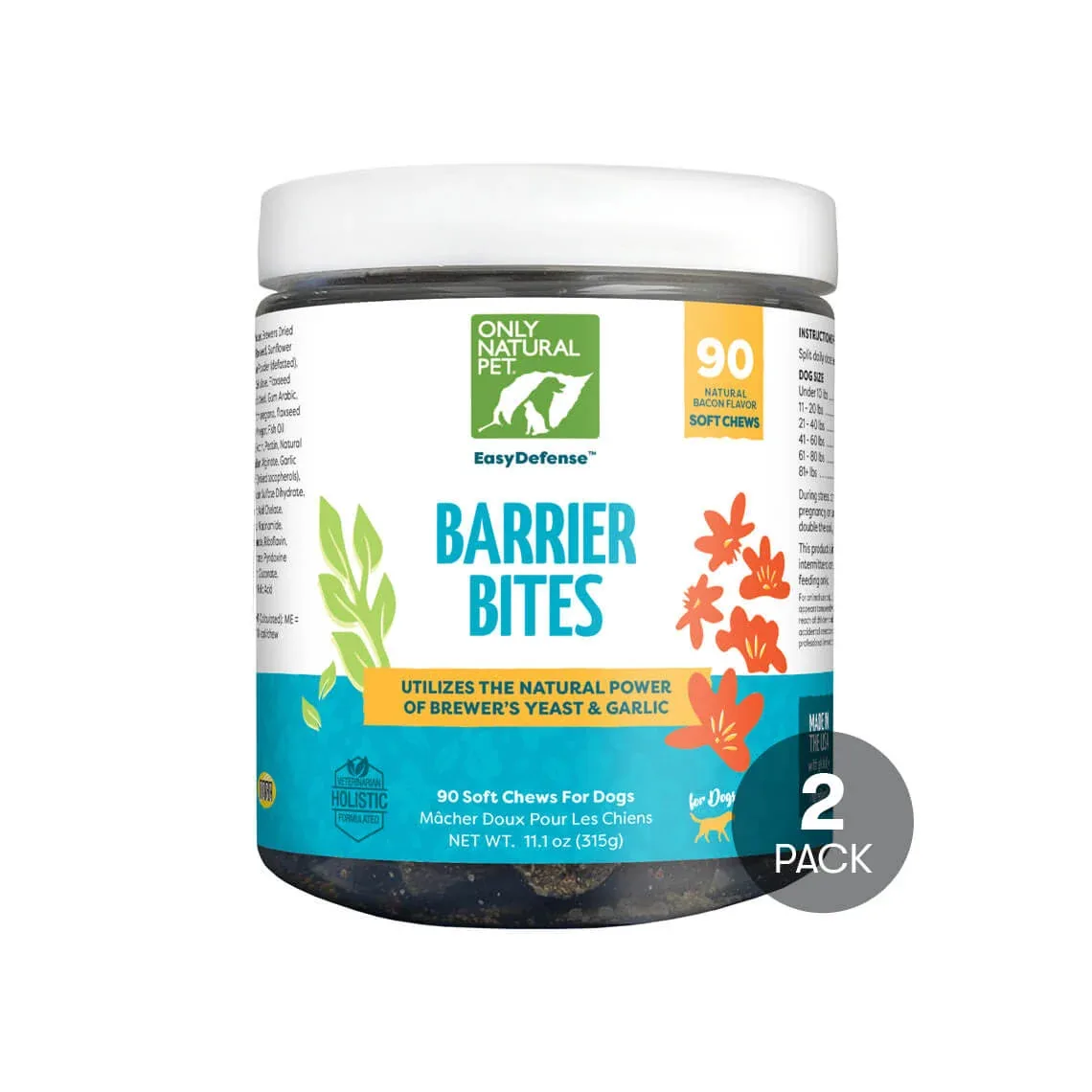 Only Natural Pet EasyDefense Barrier Bites Soft Flea Chews for Dogs 90 Count - Image 2
