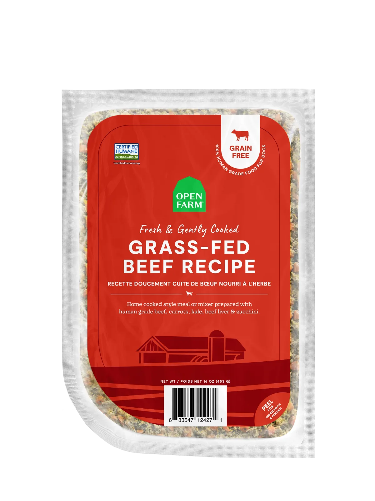 Open Farm Gently Cooked Beef Frozen Dog Food, 16oz