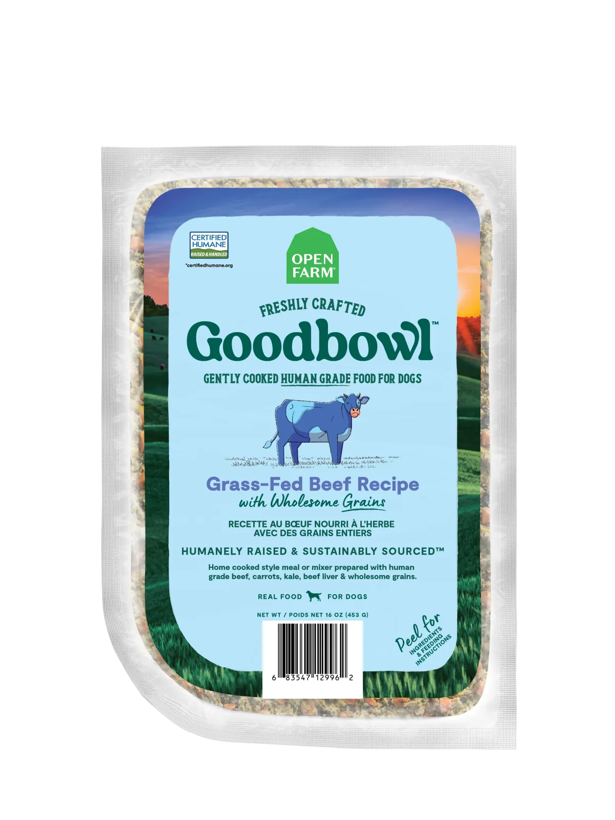Open Farm Goodbowl Gently Cooked Grass-Fed Beef with Wholesome Grains Frozen Dog Food, 16oz
