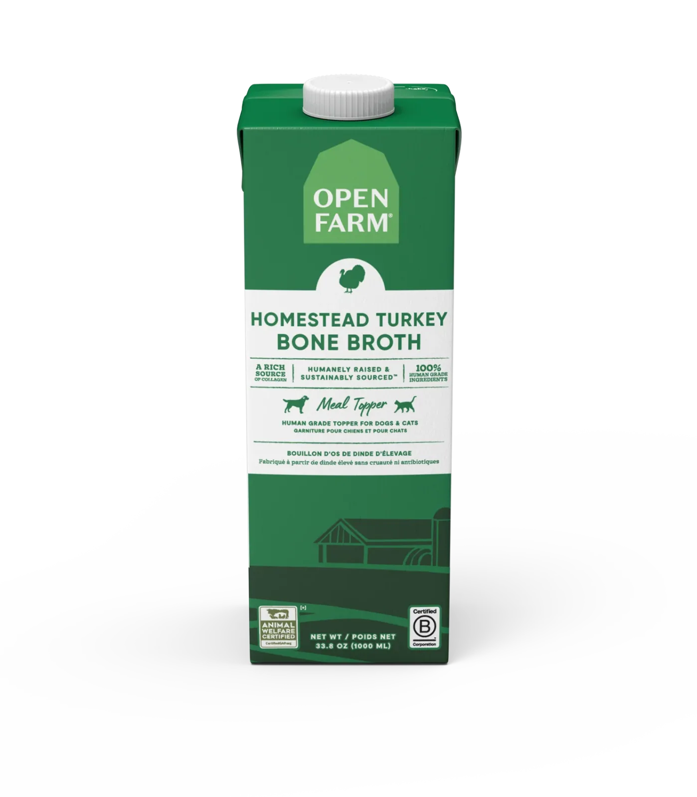 Open Farm Homestead Turkey Bone Broth for Dogs & Cats 33.8oz