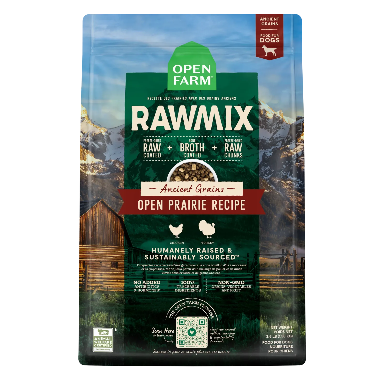 Open Farm RawMix Open Prairie Ancient Grains Dog Kibble