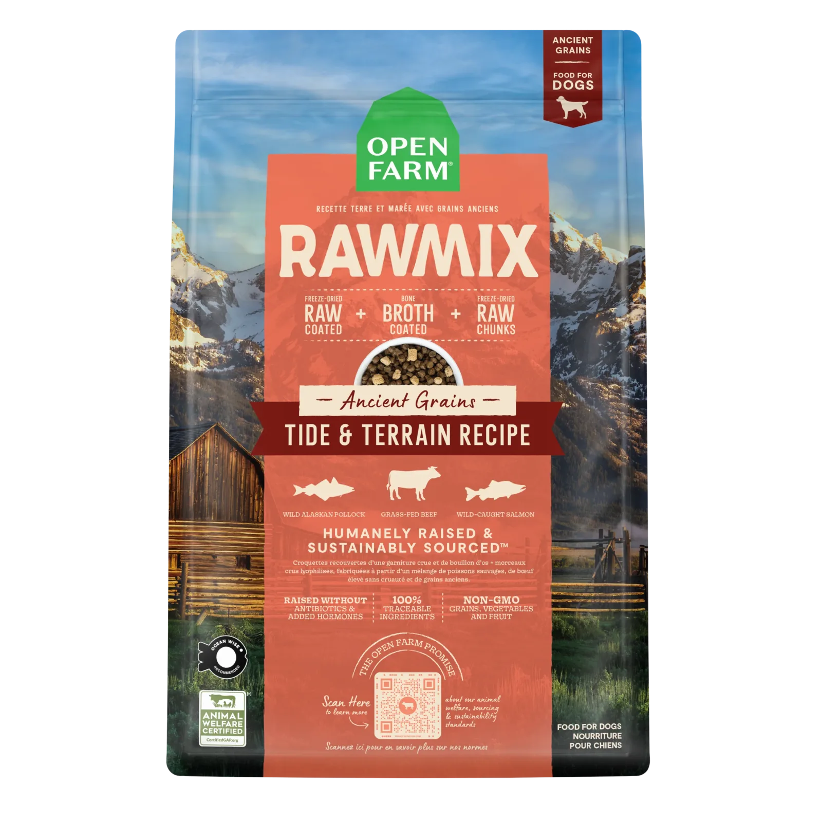 Open Farm RawMix Tide & Terrain Ancient Grains Dog Kibble, 20lbs
