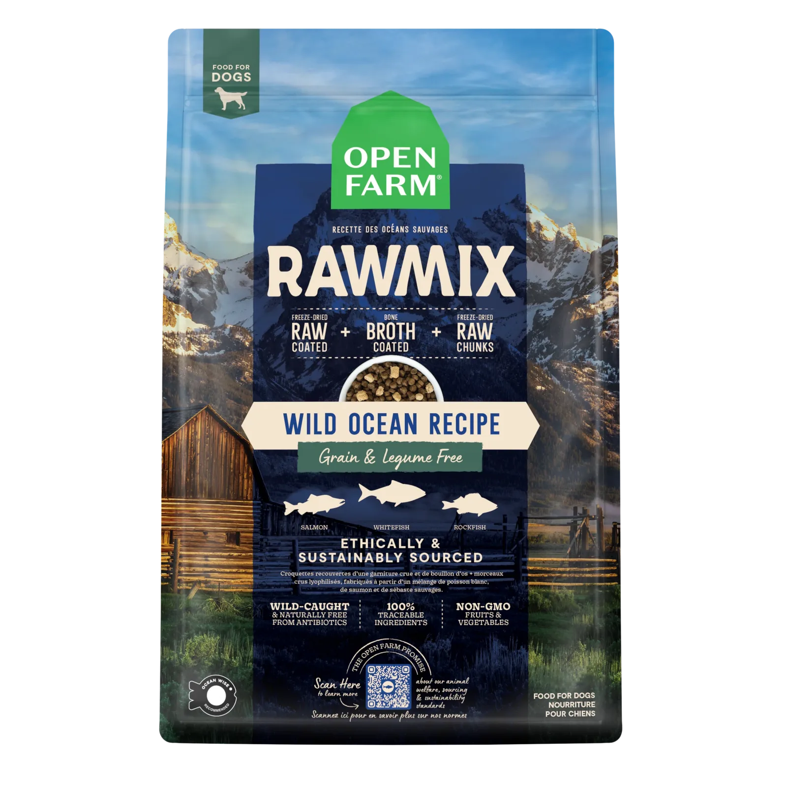 Open Farm RawMix Wild Ocean Grain-Free Dog Kibble, 20lbs