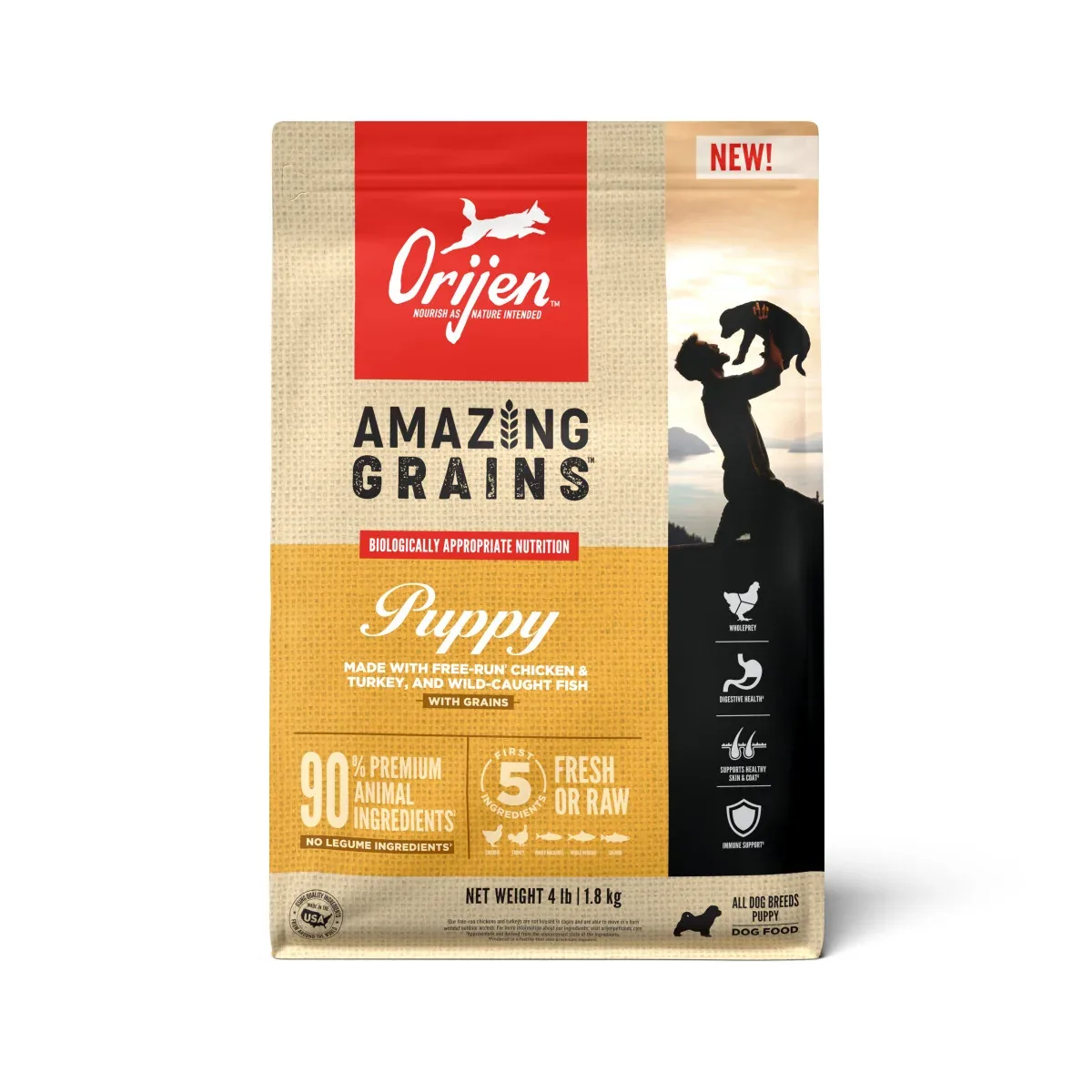 Orijen AMAZING GRAINS Dry Puppy Food Chicken, Turkey & Fish 4 lb