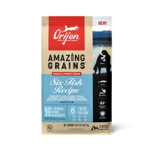 Orijen AMAZING GRAINS Six Fish Dry Dog Food Mackerel, Herring, Salmon, Pilchard, Flounder & Monkfish 22.5 lb