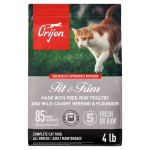 ORIJEN Fit & Trim Grain Free High Protein Premium Dry Cat Food 4lb Bag