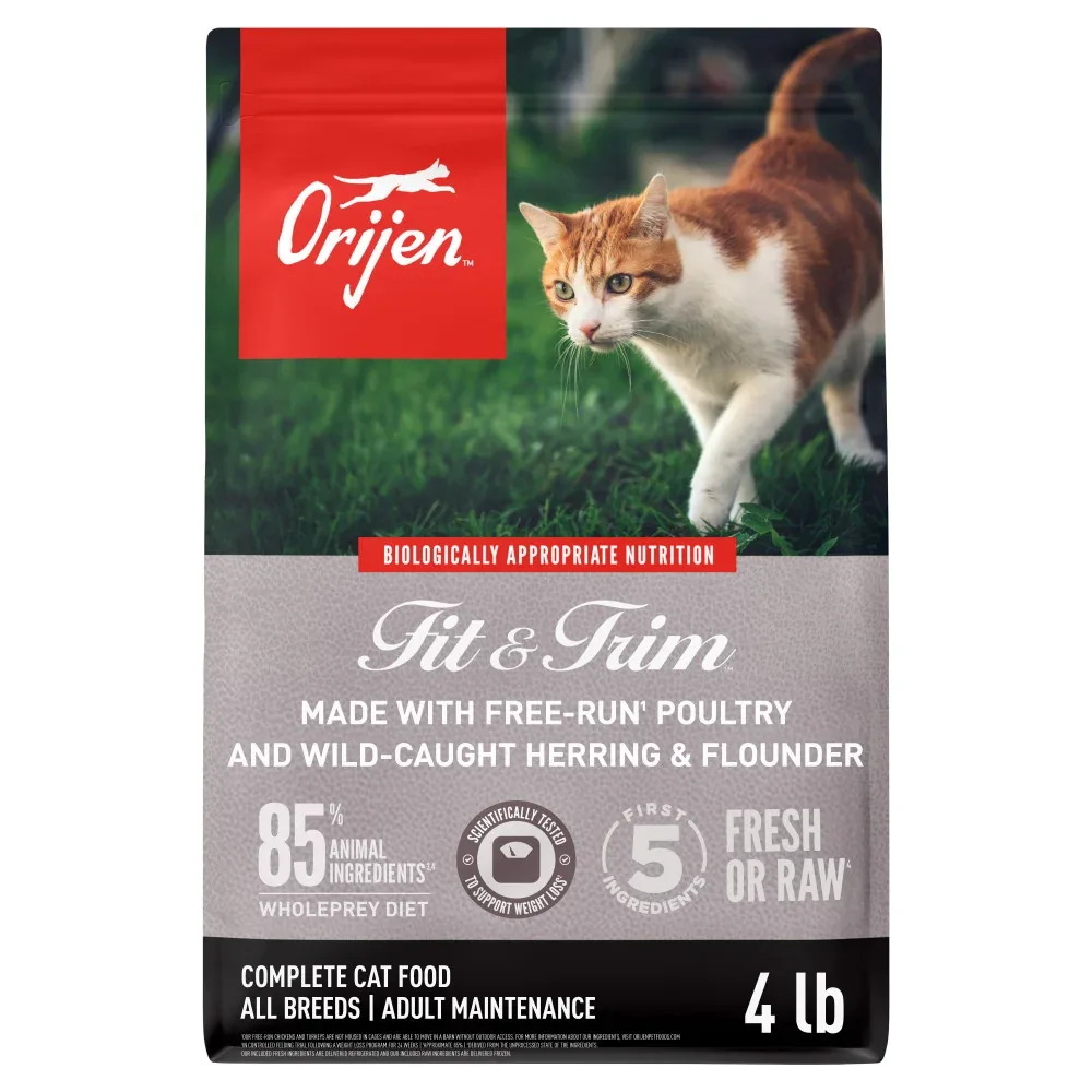ORIJEN Fit & Trim Grain Free High Protein Premium Dry Cat Food 4lb Bag