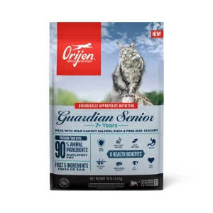 Orijen Guardian Senior 7+ Grain Free Fresh or Raw Dry Cat Food Salmon, Duck & Chicken 10 lb