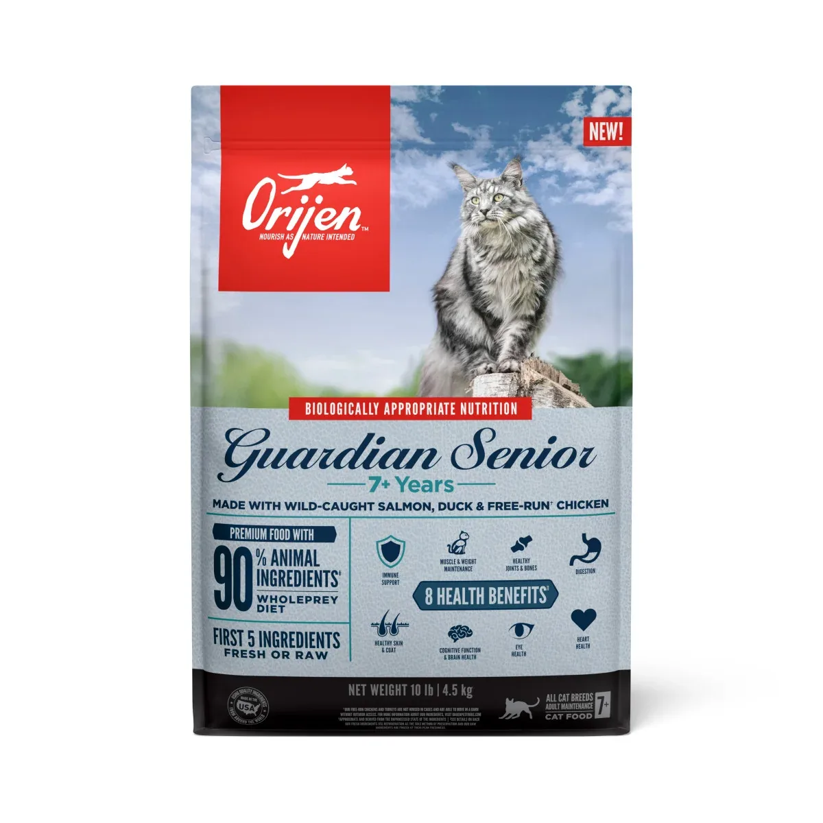 Orijen Guardian Senior 7+ Grain Free Fresh or Raw Dry Cat Food Salmon, Duck & Chicken 10 lb