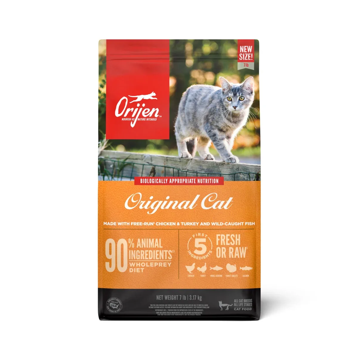 Orijen Original Grain Free Fresh or Raw Dry Cat Food Chicken, Turkey & Fish 7 lb