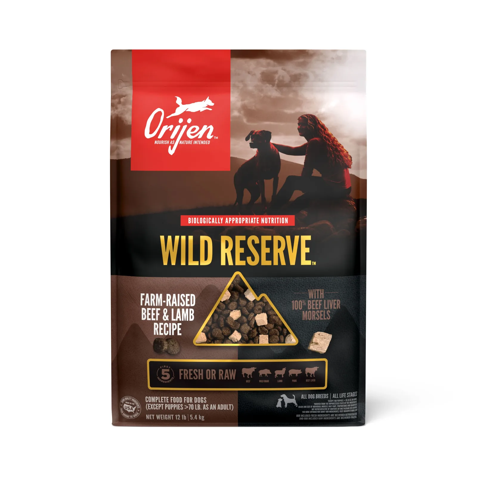 Orijen Wild Reserve Dry Dog Food Farm-Raised Beef & Lamb 12 lb