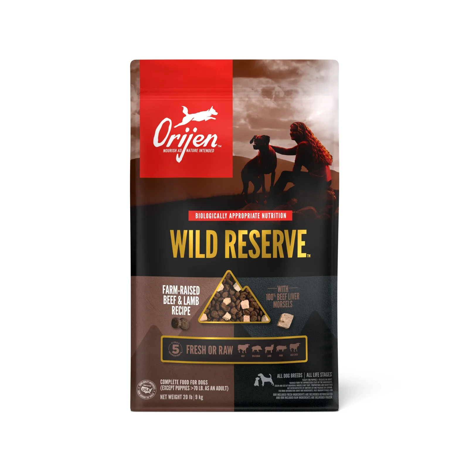 Orijen Wild Reserve Dry Dog Food Farm-Raised Beef & Lamb 20 lb