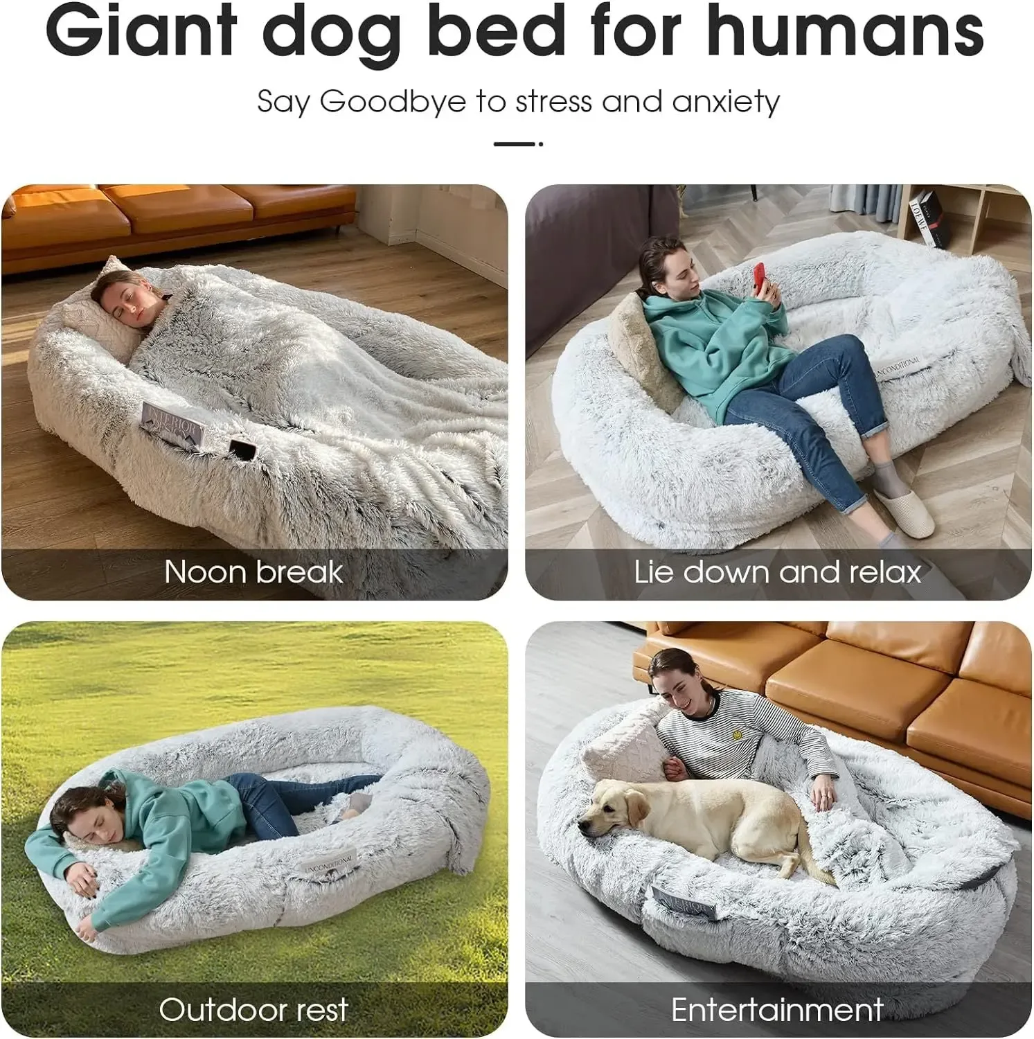 Orthopedic Human Dog Bed – Large Cozy Lounger for Relaxing - Image 2