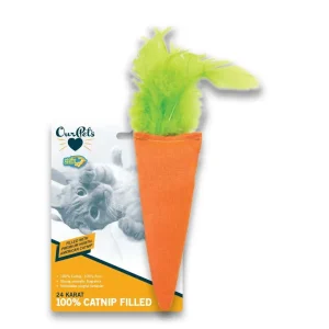 OurPets Cosmic 24 Karat Carrot Catnip Cat Toy, Orange, Green