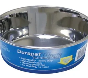 Ourpets Rubber-Bonded Premium Stainless Steel Dog Bowl Silver 1Ea
