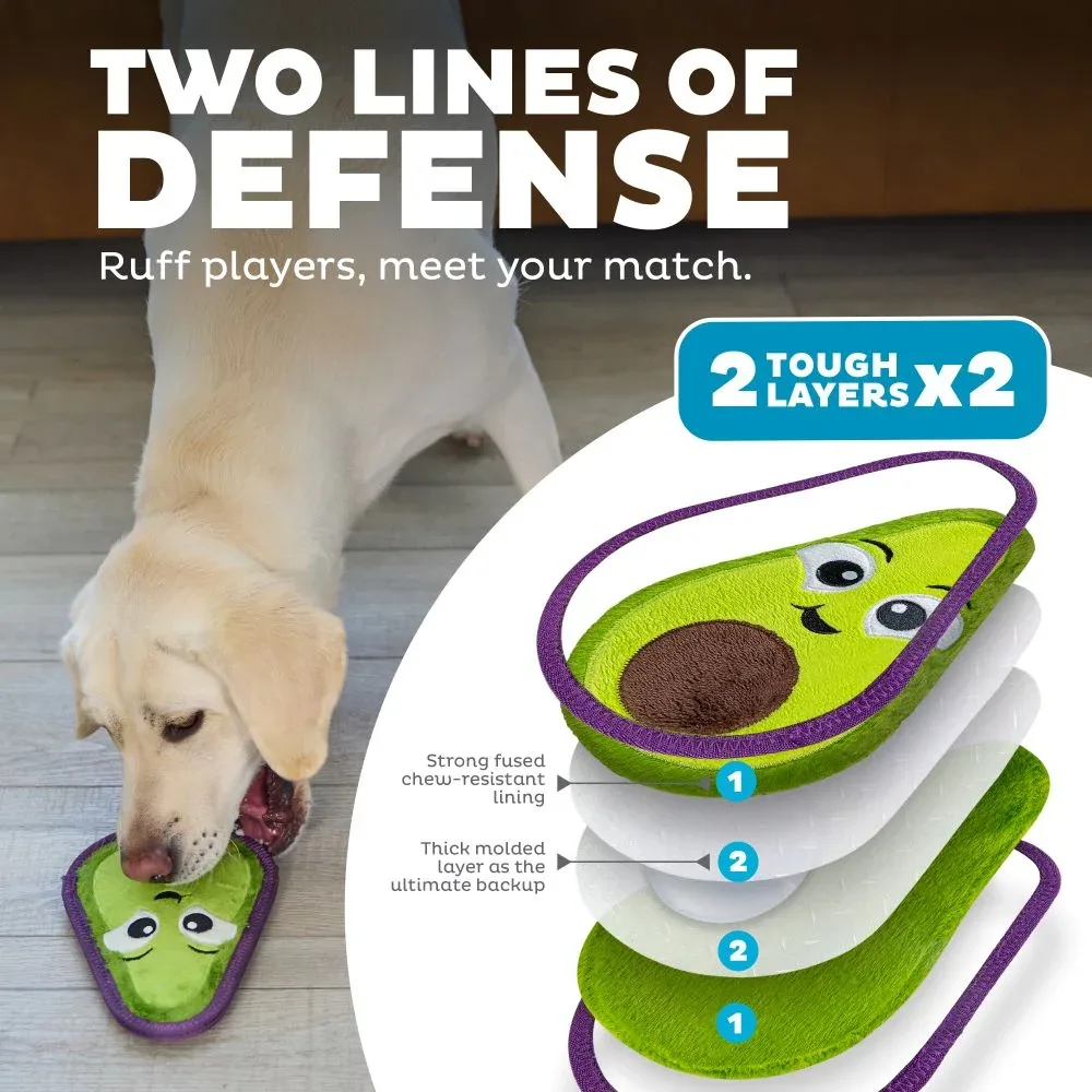Outward Hound Tough Skinz Avocado Dog Toy Green Med - Image 2