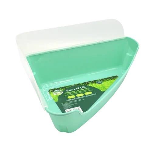 Oxbow Animal Health Enriched Life Small Animal Corner Litter Pan w/Removable Shield Mint Green One Size - Image 2