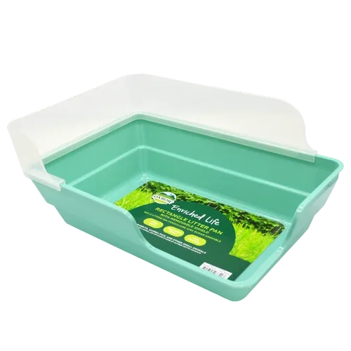 Oxbow Animal Health Enriched Life Small Animal Rectangle Litter Pan w/Removable Shield Mint Green One Size - Image 2