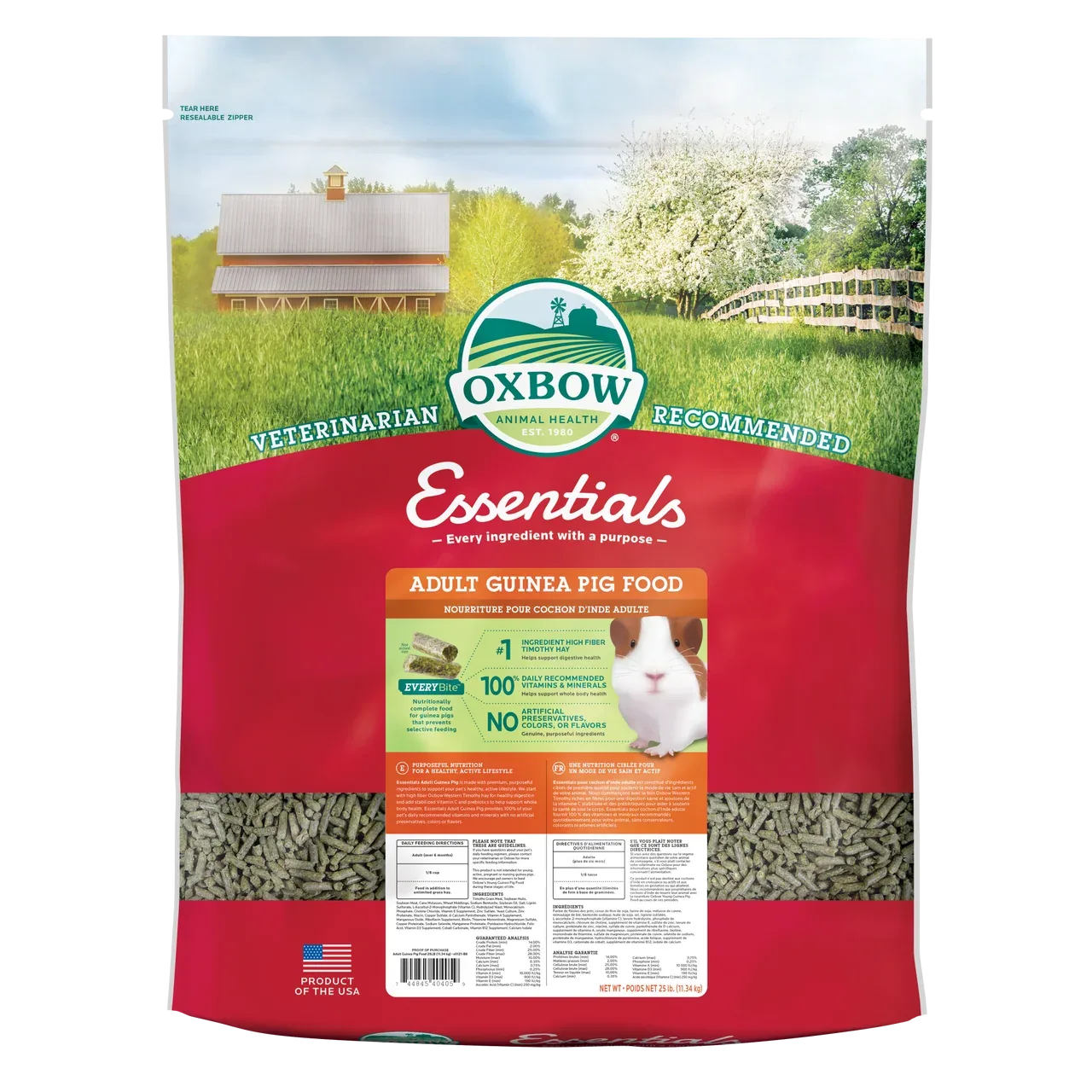 Oxbow Animal Health Essentials Adult Guinea Pig Food 25lb