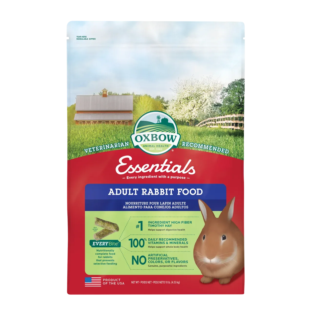 Oxbow Animal Health Essentials Adult Rabbit Food 10lb