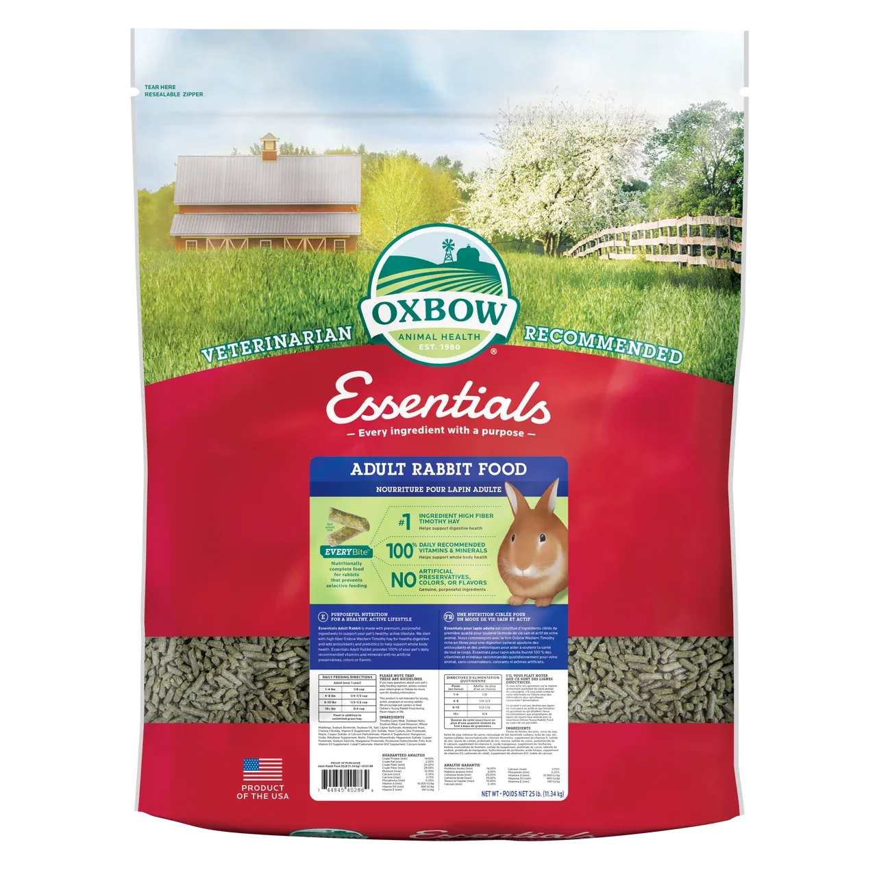 Oxbow Animal Health Essentials Adult Rabbit Food 25lb