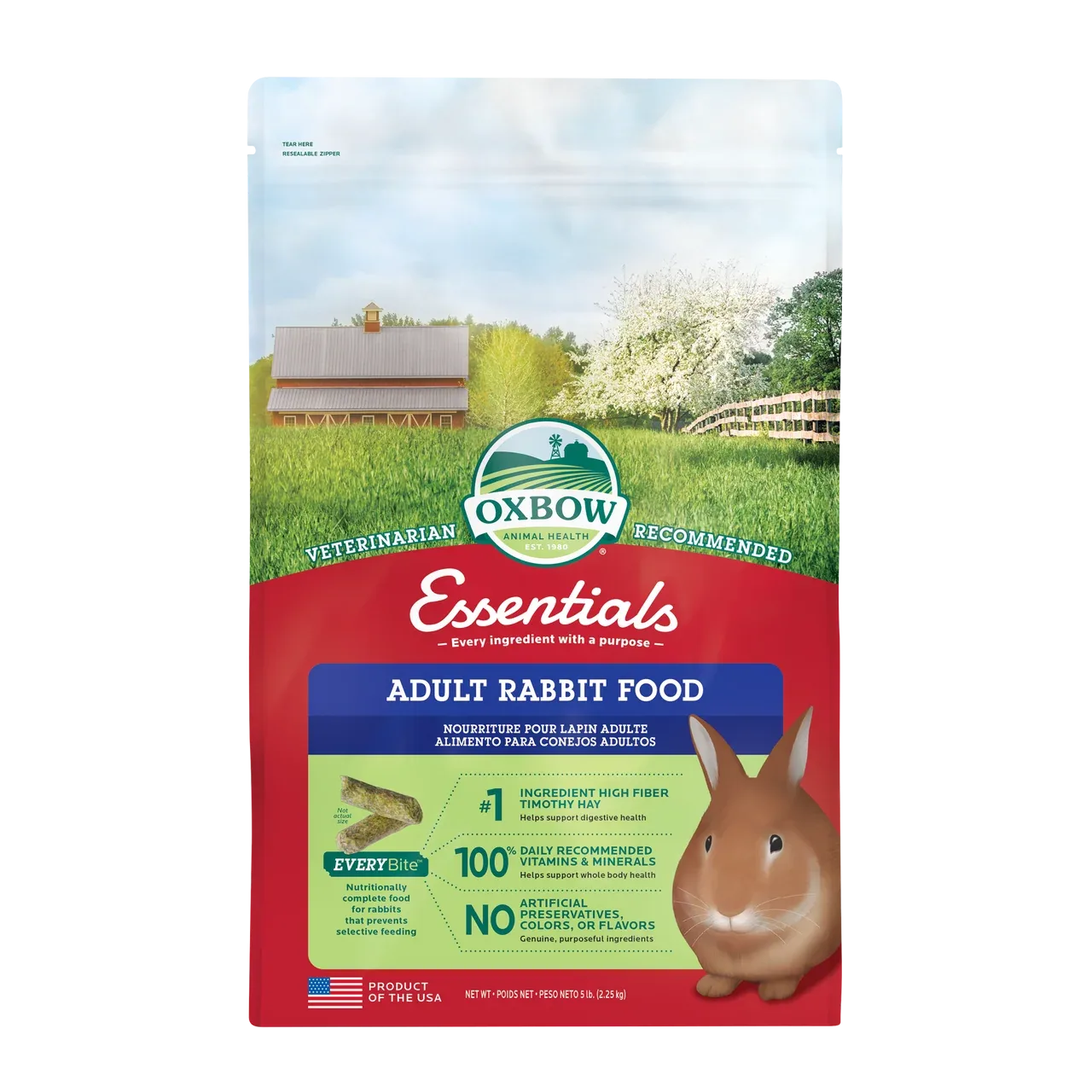 Oxbow Animal Health Essentials Adult Rabbit Food 5lb