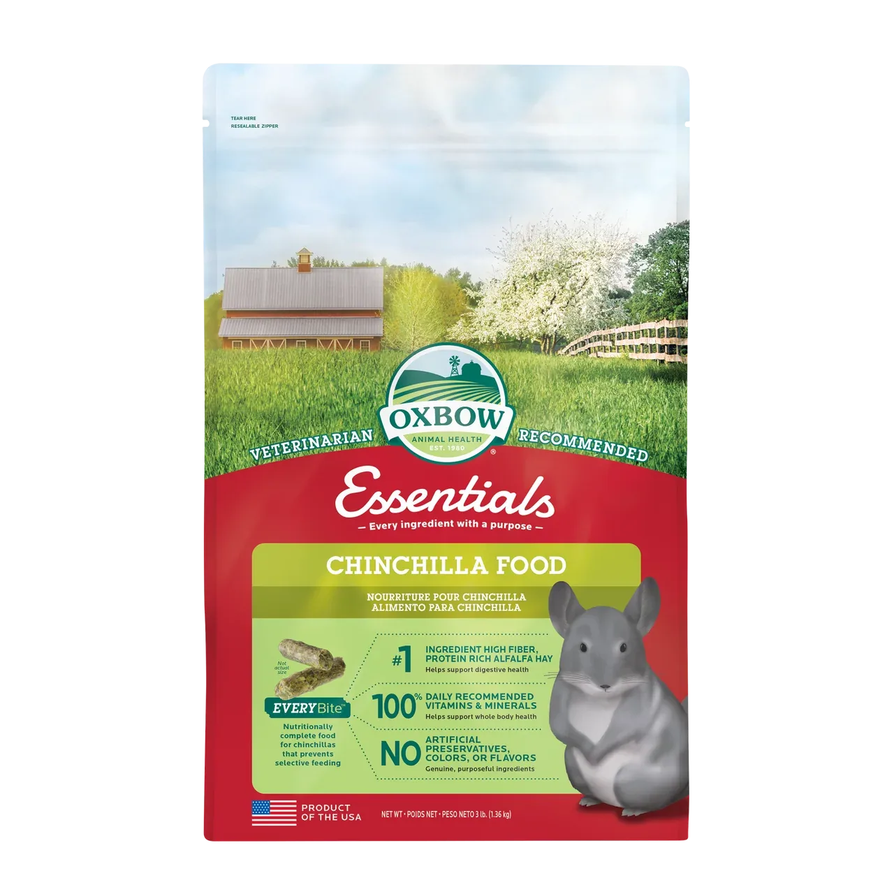 Oxbow Animal Health Essentials Chinchilla Food 3lb