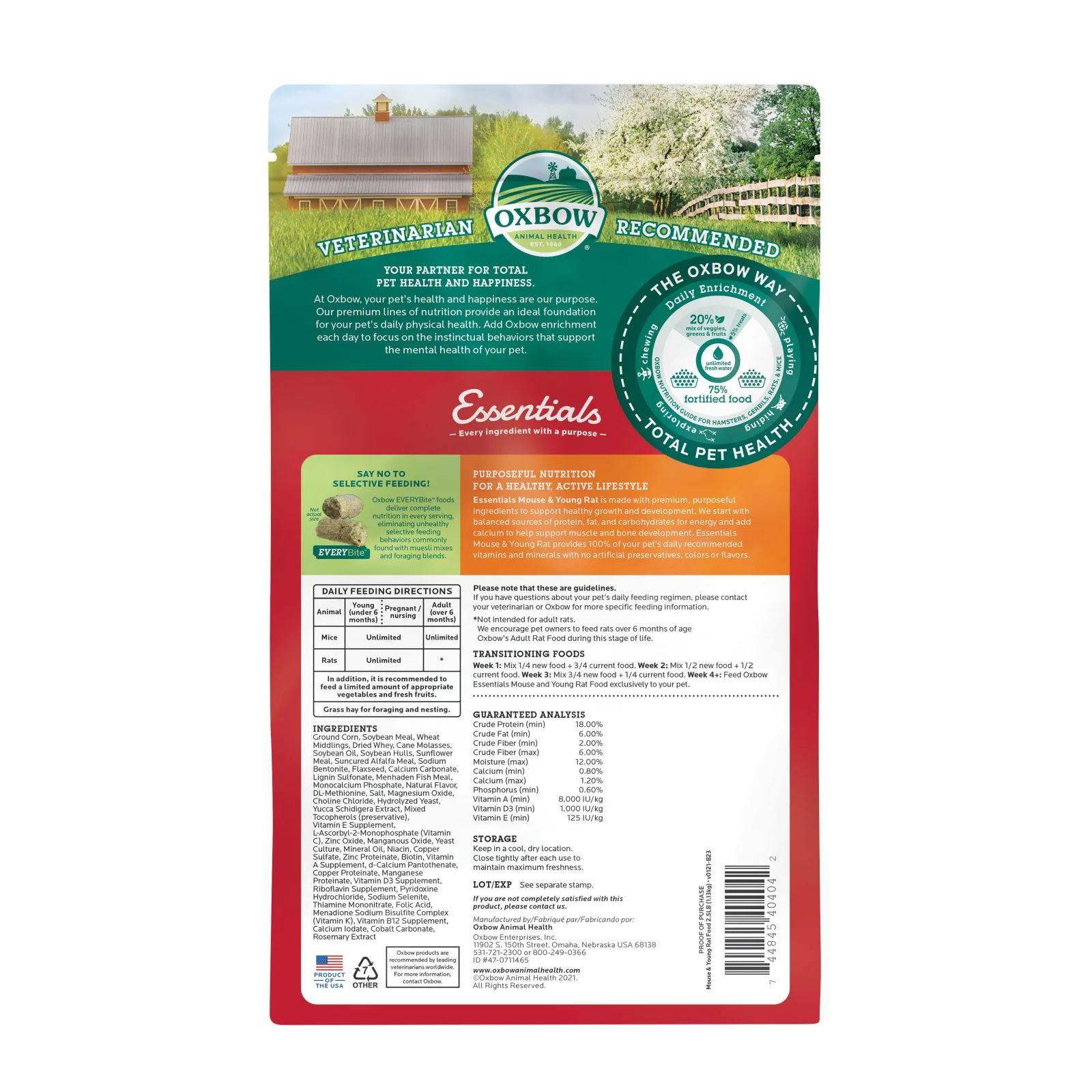 Oxbow Animal Health Essentials Mouse & Young Rat Food 2.5lb - Image 2